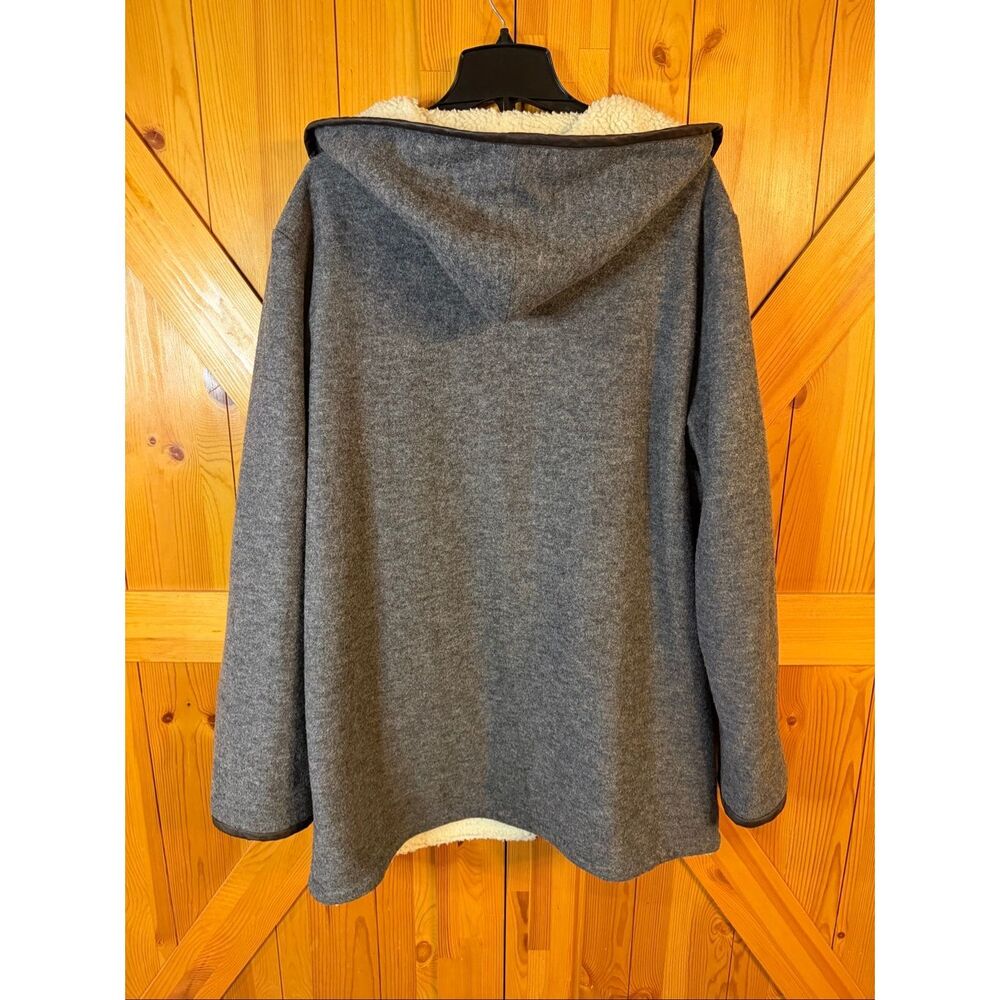 Soft Surroundings Button Up Sherling Wool Hooded … - image 6